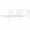 Cama Matrimonial | Cama Para Adultos | Estructura De Cama Con Cabecero Metal Blanca 200x200 Cm Cfw957490