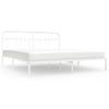 Cama Matrimonial | Cama Para Adultos | Estructura De Cama Con Cabecero Metal Blanca 200x200 Cm Cfw176252