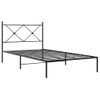 Cama Individual | Cama Para Adultos | Estructura De Cama Con Cabecero Metal Negro 100x190 Cm Cfw11976