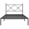 Cama Individual | Cama Para Adultos | Estructura De Cama Con Cabecero Metal Negro 100x190 Cm Cfw11976