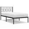 Cama Individual | Cama Para Adultos | Estructura De Cama Con Cabecero Metal Negro 100x200 Cm Cfw522045