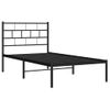 Cama Individual | Cama Para Adultos | Estructura De Cama Con Cabecero Metal Negro 100x200 Cm Cfw522045