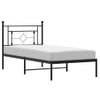 Cama Individual | Cama Para Adultos | Estructura De Cama Con Cabecero Metal Negro 100x200 Cm Cfw598886