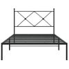 Cama Individual | Cama Para Adultos | Estructura De Cama Con Cabecero Metal Negro 100x200 Cm Cfw28495