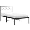 Cama Individual | Cama Para Adultos | Estructura De Cama Con Cabecero Metal Negro 107x203 Cm Cfw403205