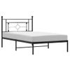 Cama Individual | Cama Para Adultos | Estructura De Cama Con Cabecero Metal Negro 107x203 Cm Cfw121099