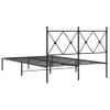 Cama Matrimonial | Cama Para Adultos | Estructura De Cama Con Cabecero Metal Negro 120x190 Cm Cfw98485