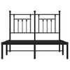 Cama Matrimonial | Cama Para Adultos | Estructura De Cama Con Cabecero Metal Negro 120x190 Cm Cfw459017