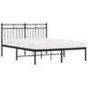 Cama Matrimonial | Cama Para Adultos | Estructura De Cama Con Cabecero Metal Negro 135x190 Cm Cfw815075