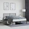 Cama Matrimonial | Cama Para Adultos | Estructura De Cama Con Cabecero Metal Negro 135x190 Cm Cfw436505