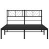 Cama Matrimonial | Cama Para Adultos | Estructura De Cama Con Cabecero Metal Negro 135x190 Cm Cfw788691