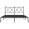 Cama Matrimonial | Cama Para Adultos | Estructura De Cama Con Cabecero Metal Negro 135x190 Cm Cfw33623