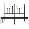 Cama Matrimonial | Cama Para Adultos | Estructura De Cama Con Cabecero Metal Negro 135x190 Cm Cfw906990