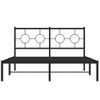 Cama Matrimonial | Cama Para Adultos | Estructura De Cama Con Cabecero Metal Negro 135x190 Cm Cfw634896