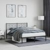 Cama Matrimonial | Cama Para Adultos | Estructura De Cama Con Cabecero Metal Negro 140x190 Cm Cfw872594