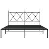 Cama Matrimonial | Cama Para Adultos | Estructura De Cama Con Cabecero Metal Negro 140x190 Cm Cfw52508