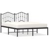 Cama Matrimonial | Cama Para Adultos | Estructura De Cama Con Cabecero Metal Negro 150x200 Cm Cfw311639