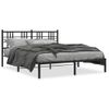 Cama Matrimonial | Cama Para Adultos | Estructura De Cama Con Cabecero Metal Negro 150x200 Cm Cfw210166