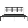 Cama Matrimonial | Cama Para Adultos | Estructura De Cama Con Cabecero Metal Negro 150x200 Cm Cfw210166