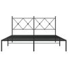 Cama Matrimonial | Cama Para Adultos | Estructura De Cama Con Cabecero Metal Negro 150x200 Cm Cfw33317