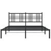 Cama Matrimonial | Cama Para Adultos | Estructura De Cama Con Cabecero Metal Negro 160x200 Cm Cfw182065