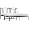 Cama Matrimonial | Cama Para Adultos | Estructura De Cama Con Cabecero Metal Negro 180x200 Cm Cfw475704