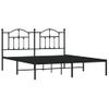 Cama Matrimonial | Cama Para Adultos | Estructura De Cama Con Cabecero Metal Negro 180x200 Cm Cfw475704