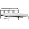 Cama Matrimonial | Cama Para Adultos | Estructura De Cama Con Cabecero Metal Negro 200x200 Cm Cfw988613