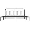 Cama Matrimonial | Cama Para Adultos | Estructura De Cama Con Cabecero Metal Negro 200x200 Cm Cfw601108