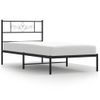 Cama Individual | Cama Para Adultos | Estructura De Cama Con Cabecero Metal Negro 75x190 Cm Cfw777177