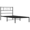 Cama Individual | Cama Para Adultos | Estructura De Cama Con Cabecero Metal Negro 75x190 Cm Cfw777177