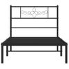 Cama Individual | Cama Para Adultos | Estructura De Cama Con Cabecero Metal Negro 75x190 Cm Cfw777177