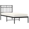 Cama Individual | Cama Para Adultos | Estructura De Cama Con Cabecero Metal Negro 75x190 Cm Cfw162575