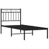 Cama Individual | Cama Para Adultos | Estructura De Cama Con Cabecero Metal Negro 75x190 Cm Cfw162575