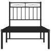 Cama Individual | Cama Para Adultos | Estructura De Cama Con Cabecero Metal Negro 75x190 Cm Cfw162575