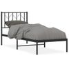 Cama Individual | Cama Para Adultos | Estructura De Cama Con Cabecero Metal Negro 75x190 Cm Cfw951042