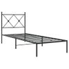 Cama Individual | Cama Para Adultos | Estructura De Cama Con Cabecero Metal Negro 75x190 Cm Cfw48801