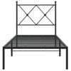 Cama Individual | Cama Para Adultos | Estructura De Cama Con Cabecero Metal Negro 75x190 Cm Cfw48801