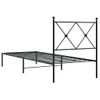 Cama Individual | Cama Para Adultos | Estructura De Cama Con Cabecero Metal Negro 75x190 Cm Cfw48801