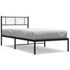 Cama Individual | Cama Para Adultos | Estructura De Cama Con Cabecero Metal Negro 90x190 Cm Cfw417102