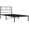 Cama Individual | Cama Para Adultos | Estructura De Cama Con Cabecero Metal Negro 90x190 Cm Cfw417102