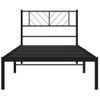 Cama Individual | Cama Para Adultos | Estructura De Cama Con Cabecero Metal Negro 90x190 Cm Cfw417102