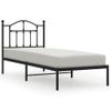 Cama Individual | Cama Para Adultos | Estructura De Cama Con Cabecero Metal Negro 90x190 Cm Cfw500196