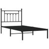 Cama Individual | Cama Para Adultos | Estructura De Cama Con Cabecero Metal Negro 90x190 Cm Cfw262906