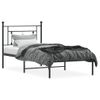 Cama Individual | Cama Para Adultos | Estructura De Cama Con Cabecero Metal Negro 90x190 Cm Cfw622301