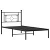 Cama Individual | Cama Para Adultos | Estructura De Cama Con Cabecero Metal Negro 90x190 Cm Cfw622301