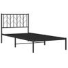 Cama Individual | Cama Para Adultos | Estructura De Cama Con Cabecero Metal Negro 90x200 Cm Cfw749044