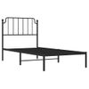 Cama Individual | Cama Para Adultos | Estructura De Cama Con Cabecero Metal Negro 90x200 Cm Cfw991108