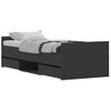 Cama Individual | Cama Para Adultos | Estructura De Cama Con Cabecero Piecero Negro 75x190 Cm Cfw387900