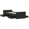 Cama Individual | Cama Para Adultos | Estructura De Cama Con Cabecero Piecero Negro 75x190 Cm Cfw387900